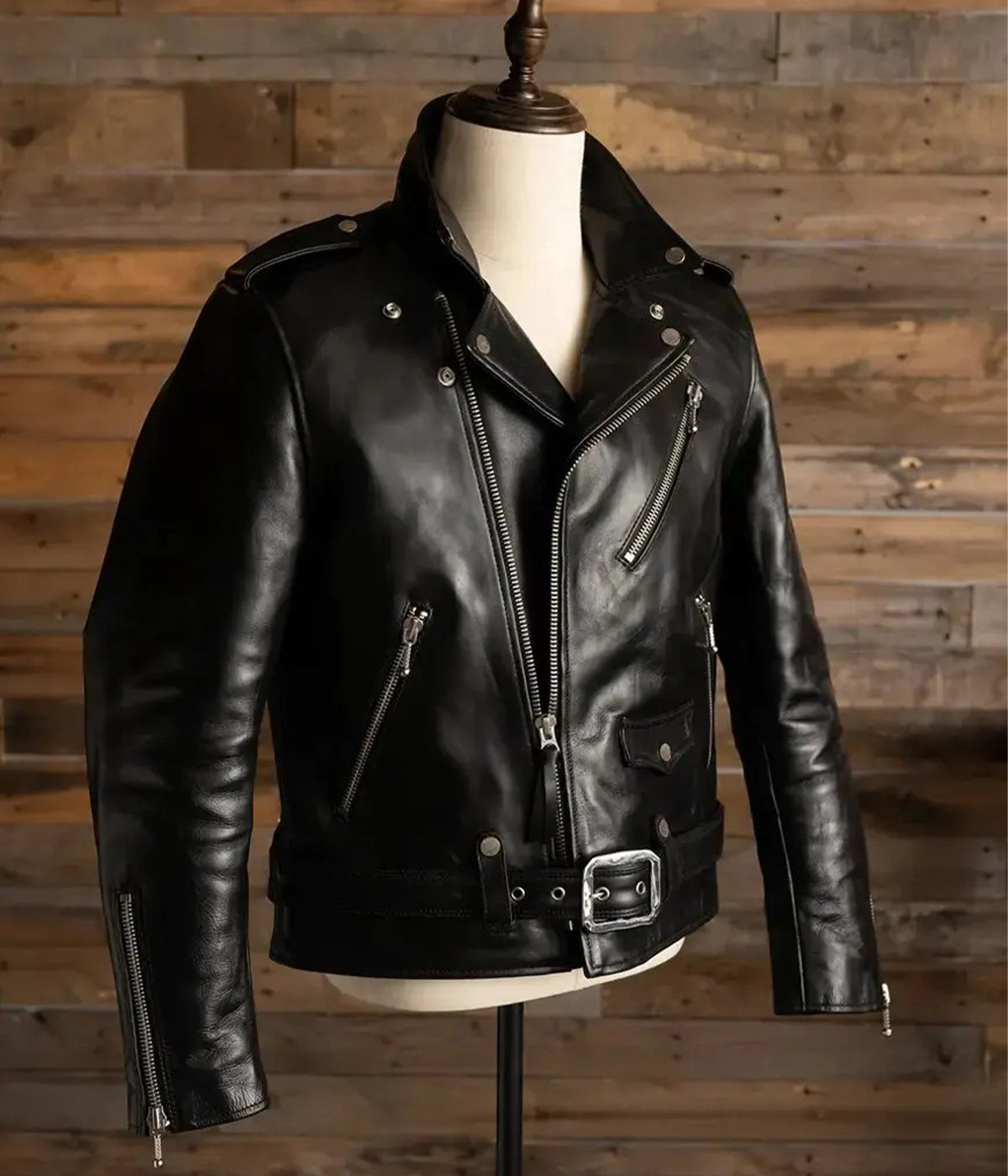The Tombstone Men’s Black Leather Biker Jacket