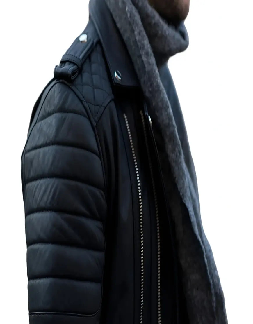 Men Black Genuine Leather Jacket