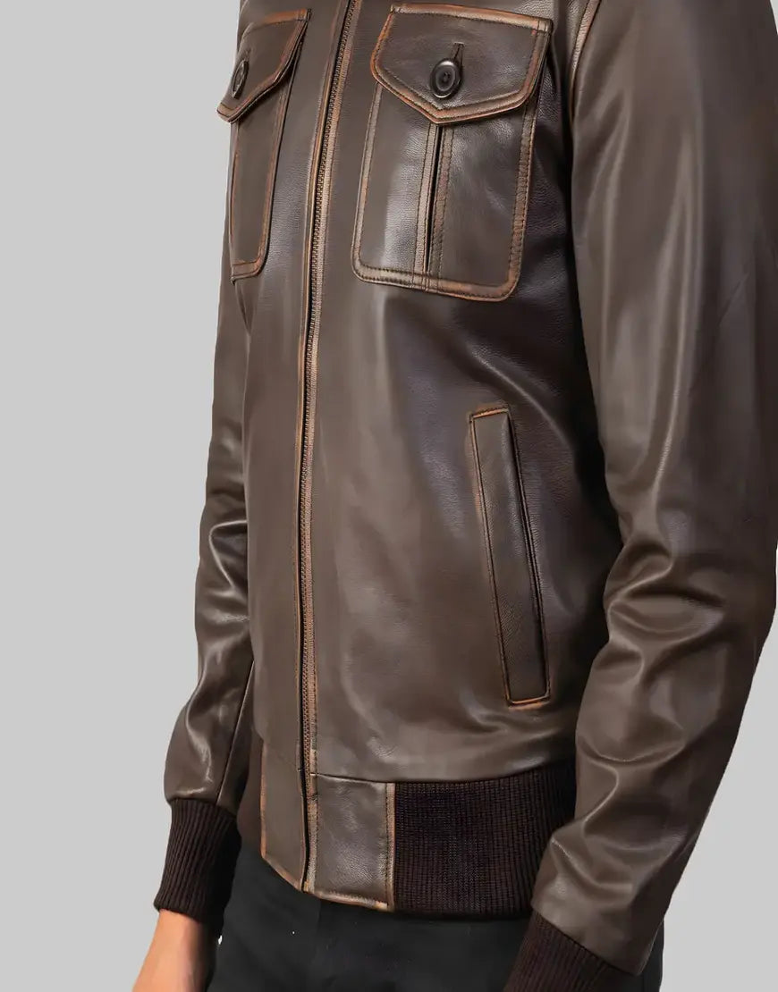 Brown leather 100% Pure Sheepskin Leather Jacket For boys