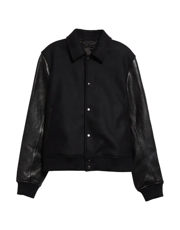 Wool Blend & Leather Varsity Jacket