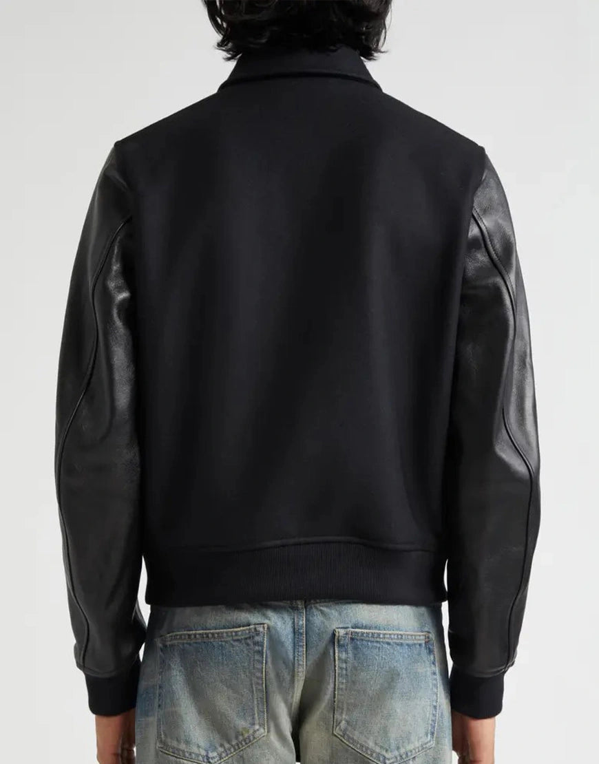 Wool Blend & Leather Varsity Jacket for female