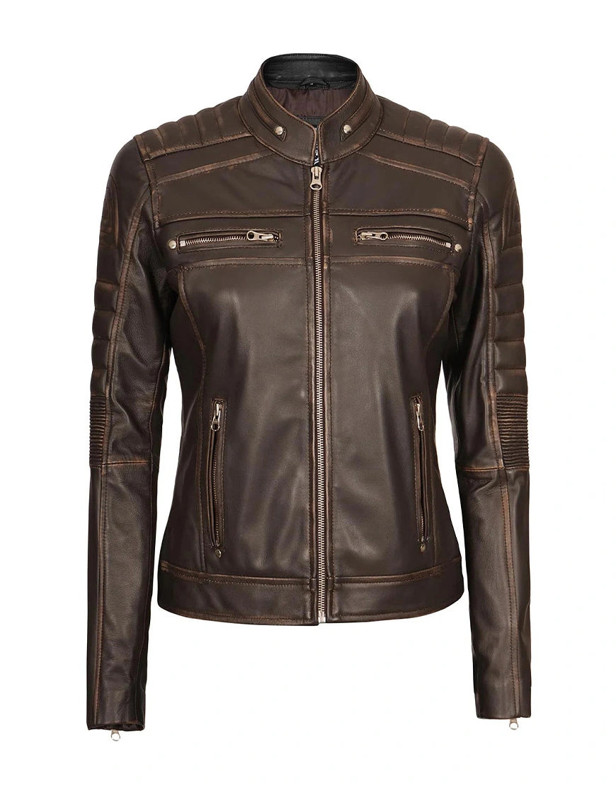 Austin Brown & Black Motorcycle Leather Jacket by GL
