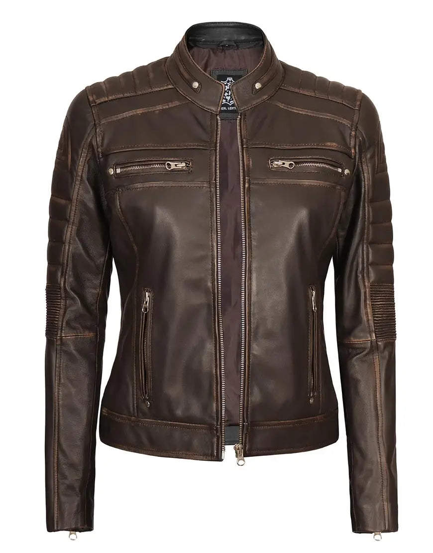 women brown leather jackets