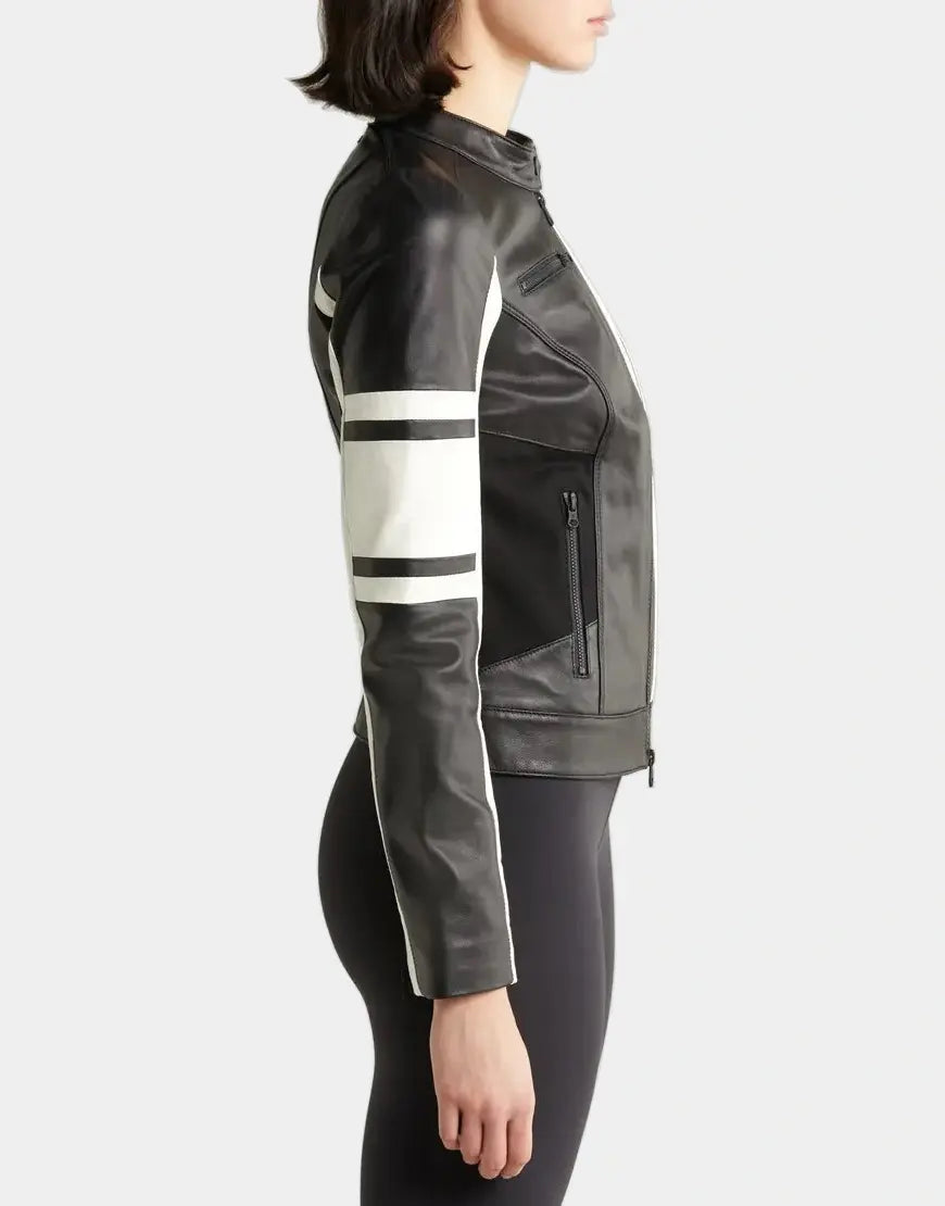 Claudine leather racer jackets