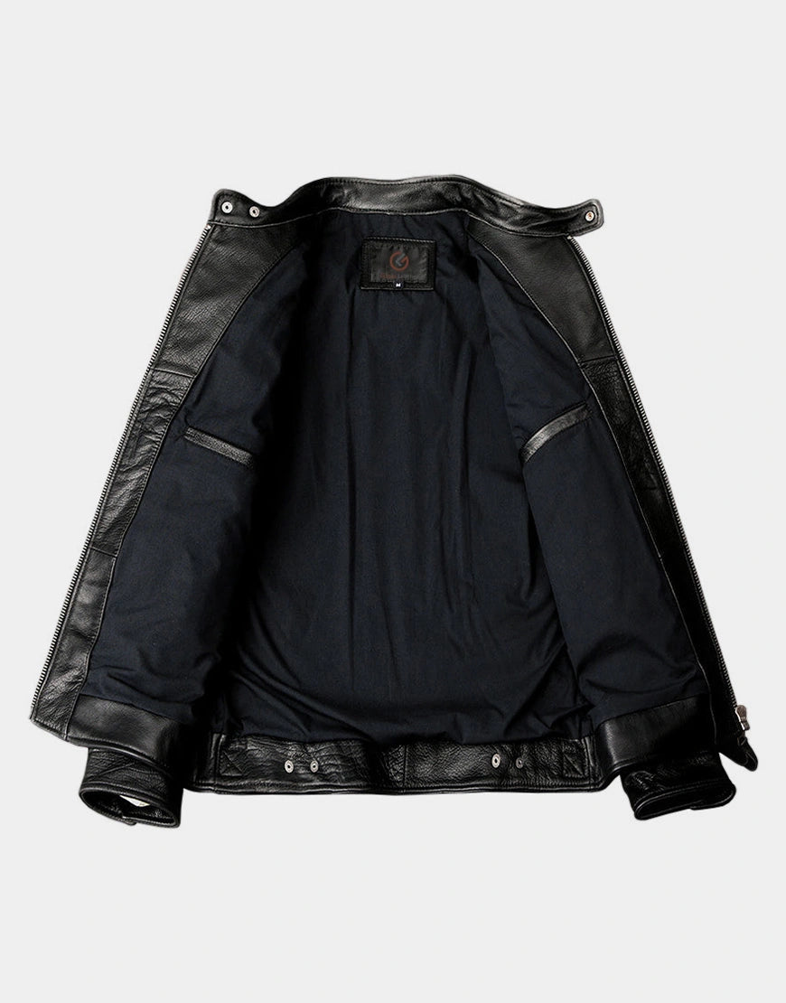 Cowhide Black Leather Jacket For Men by gloss leather