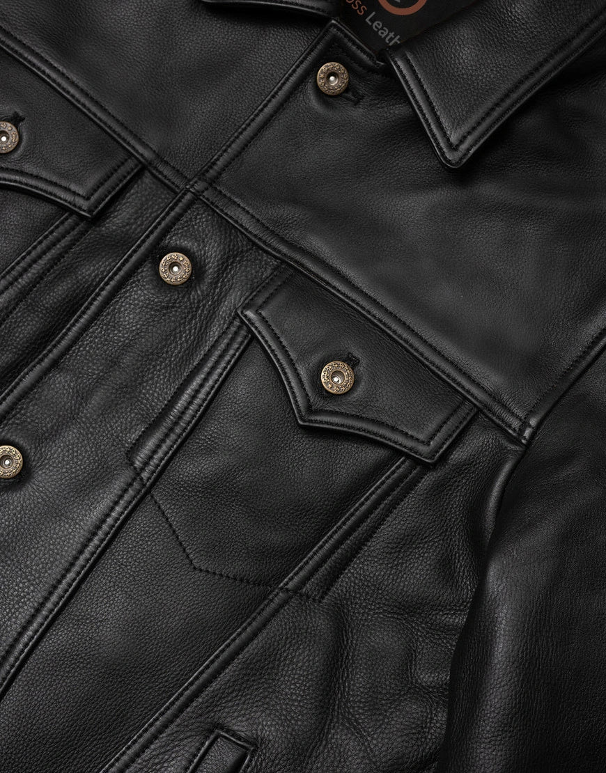 Jackknife Black Leather Jacket by GL for boys