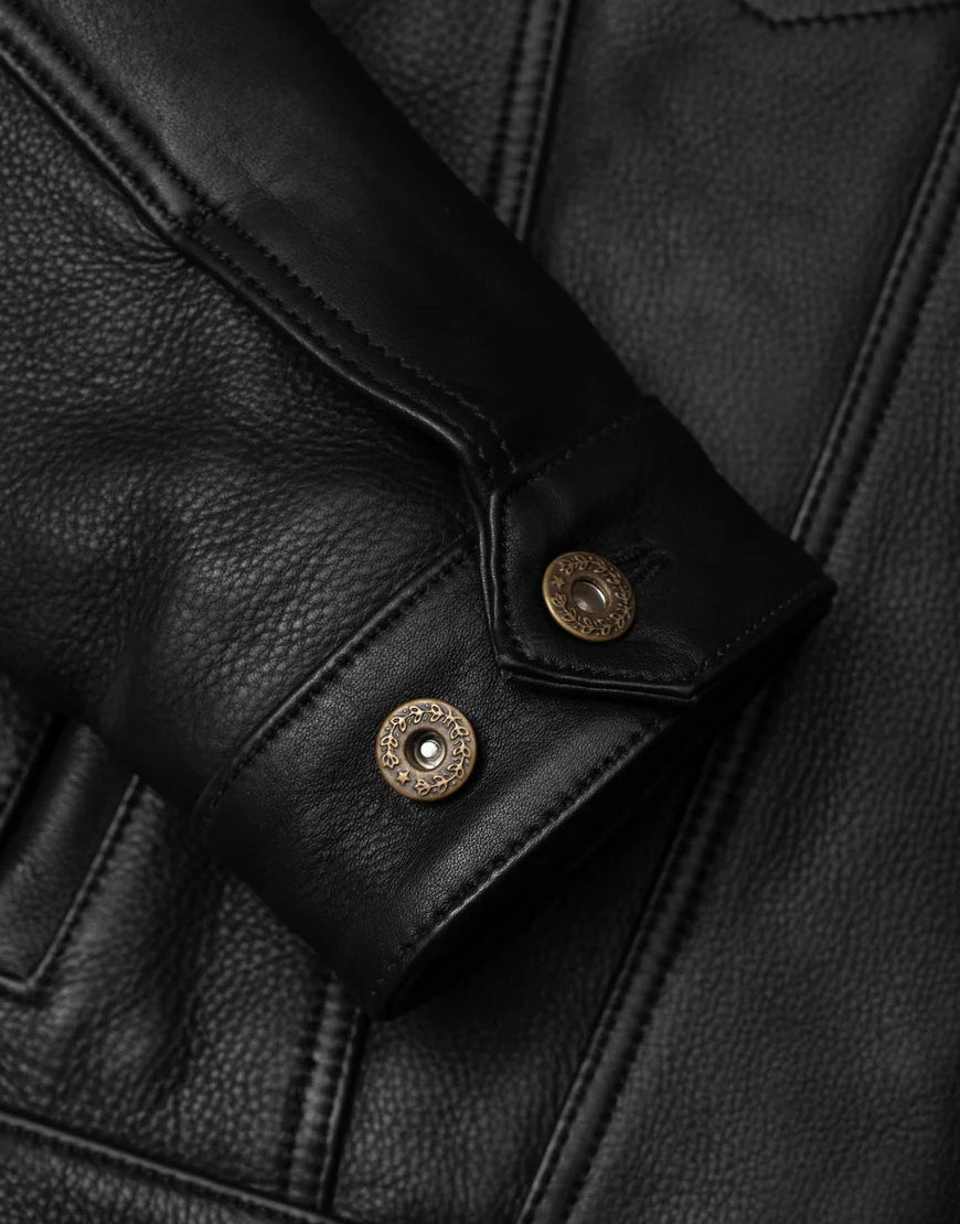 Jackknife Black Leather Jacket by gloss leather for men