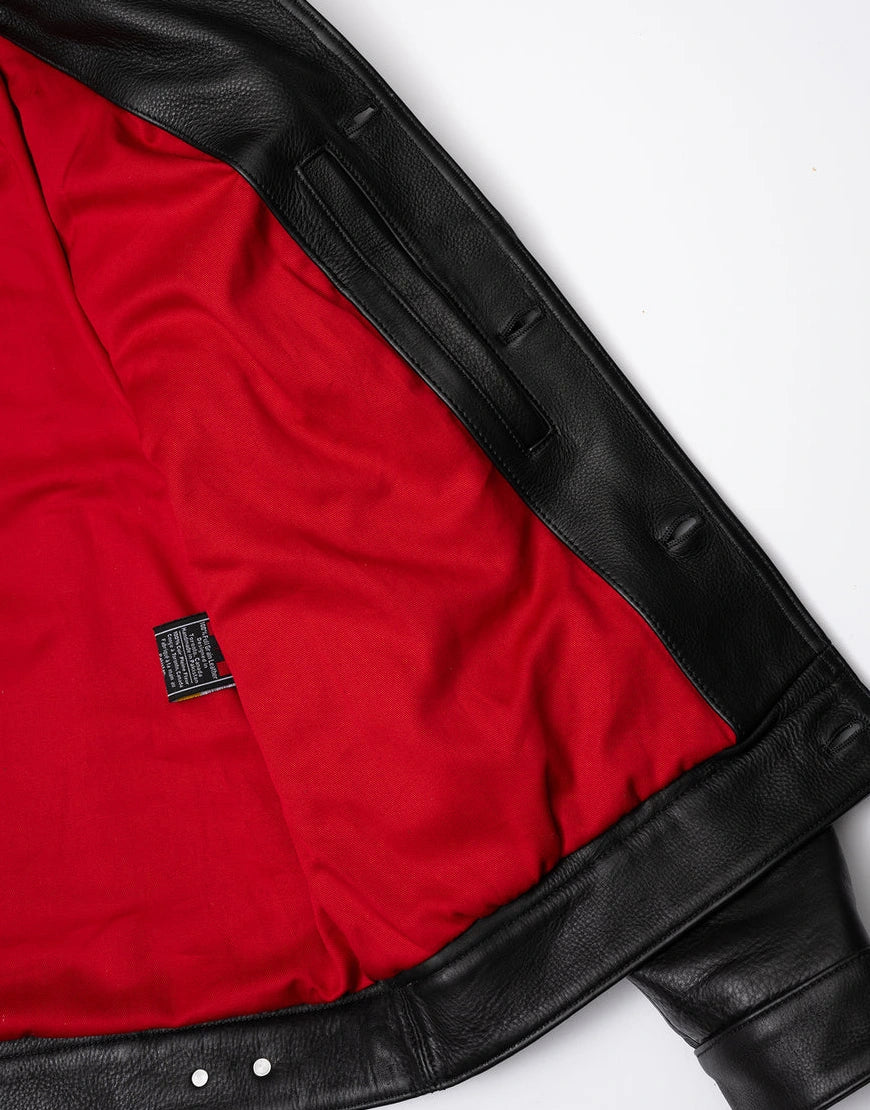 Jackknife Black Leather Jacket by gloss leather for boys