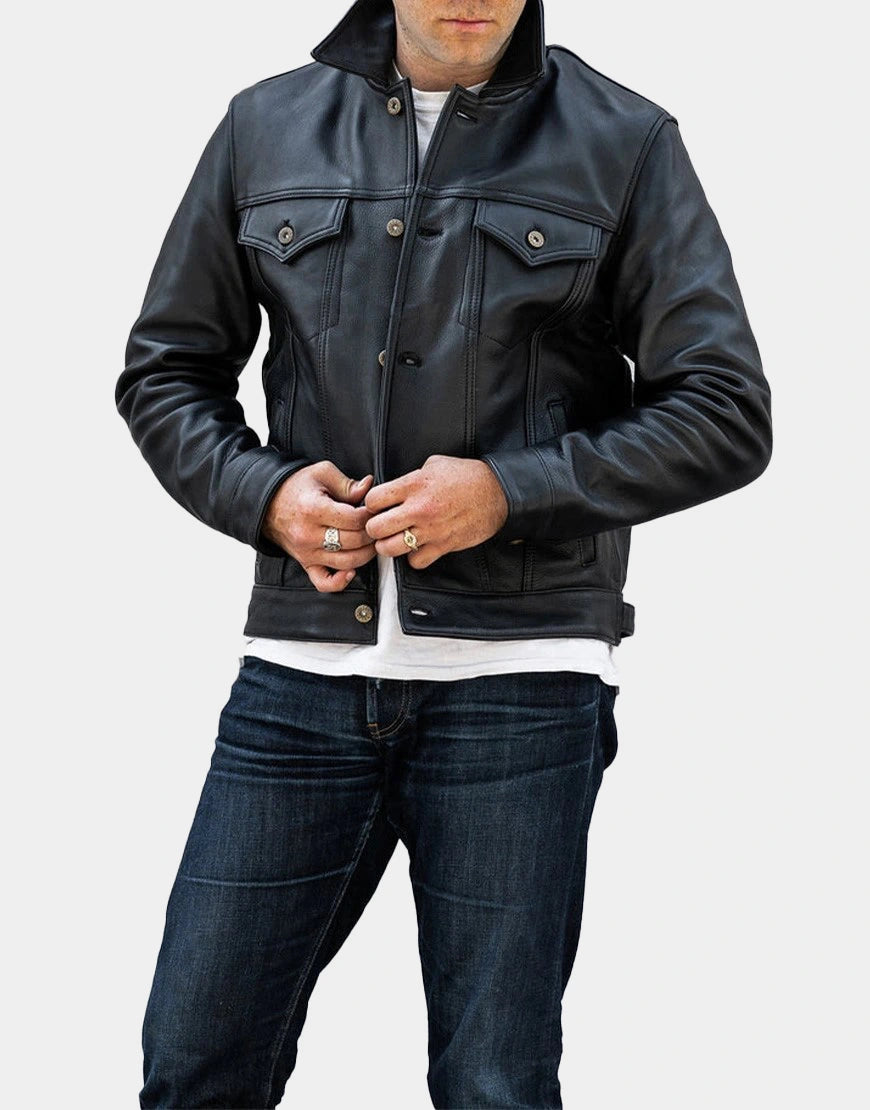 Jackknife Black Leather Jacket by gloss leather