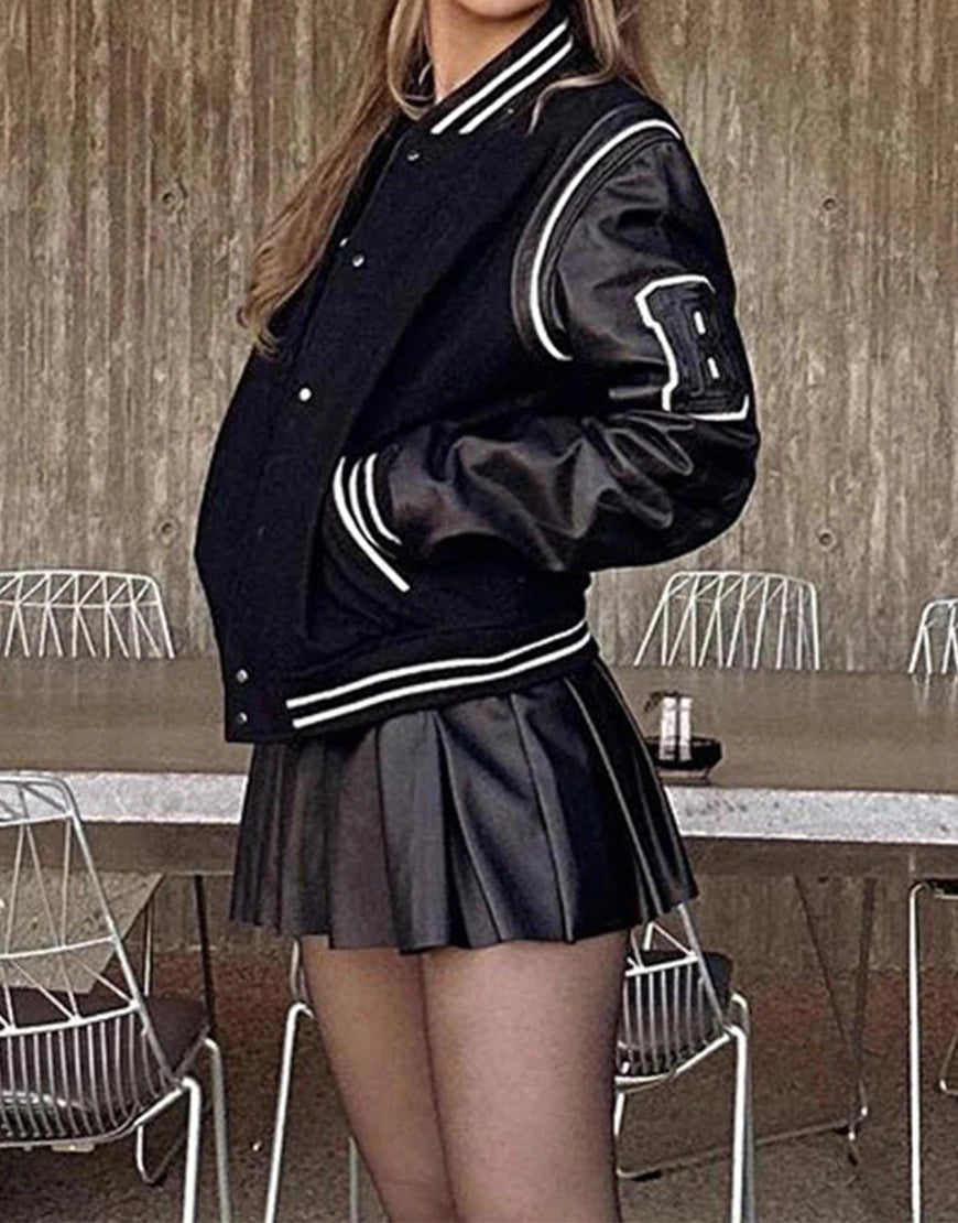 Boda Varsity Leather Jacket by Gloss leather for girls