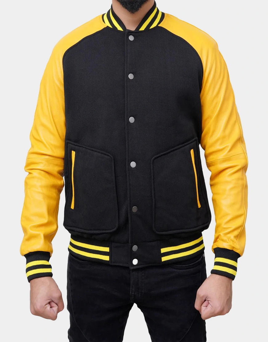 Grayson Black and Yellow Varsity Jacket by GL