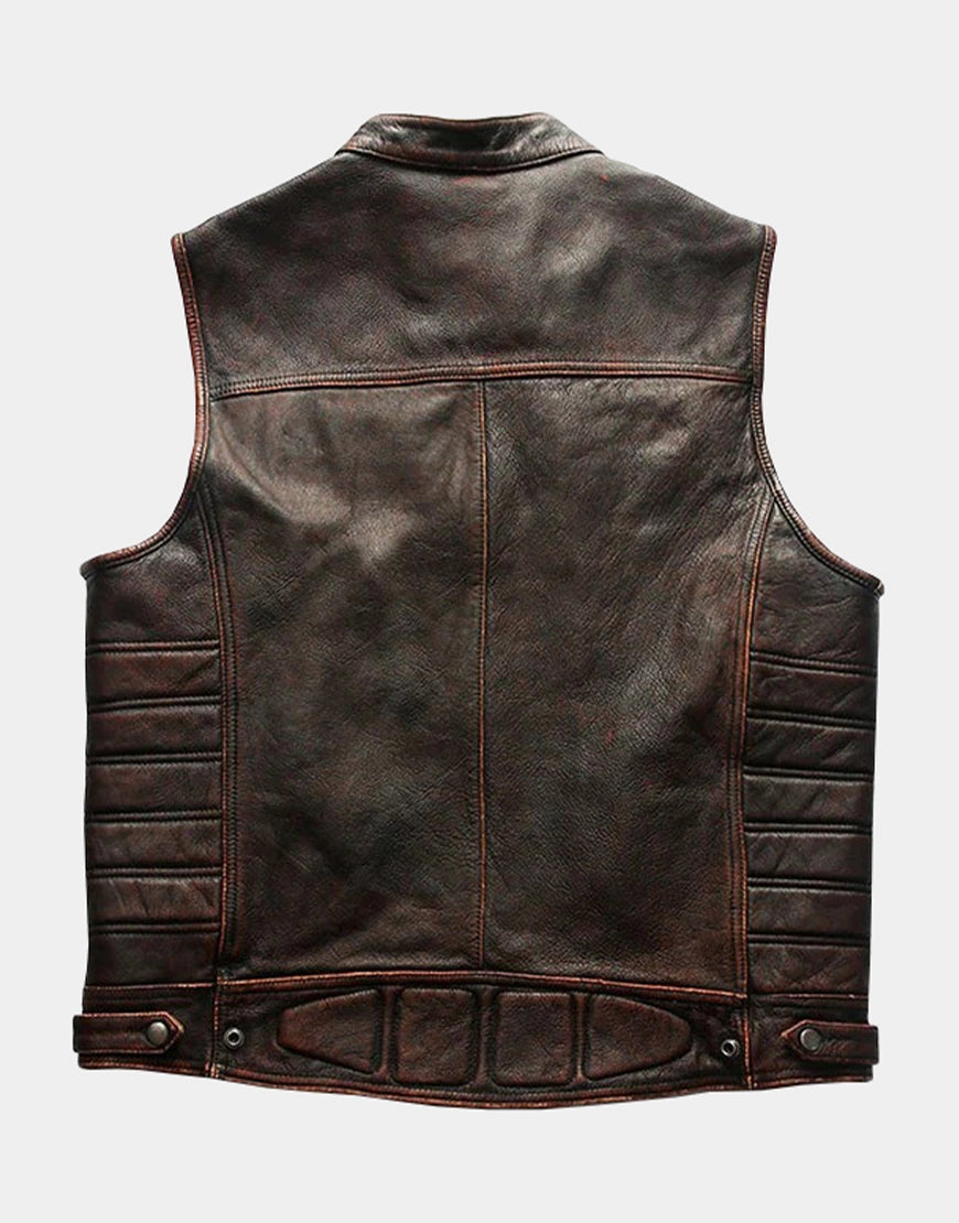 Motorcycle Rivets Genuine Leather Vest