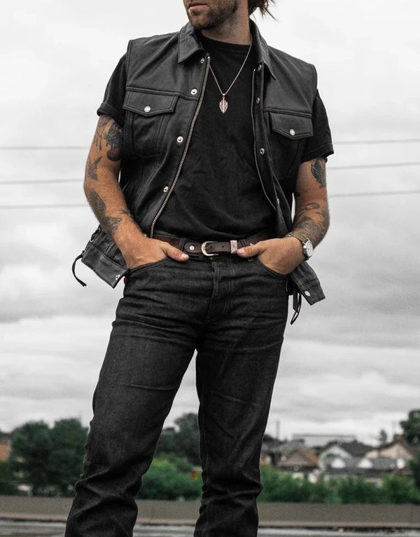 Piston Leather Vest by GL for men