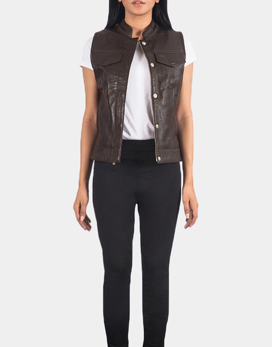 Rayne Moto Brown Leather Vest
