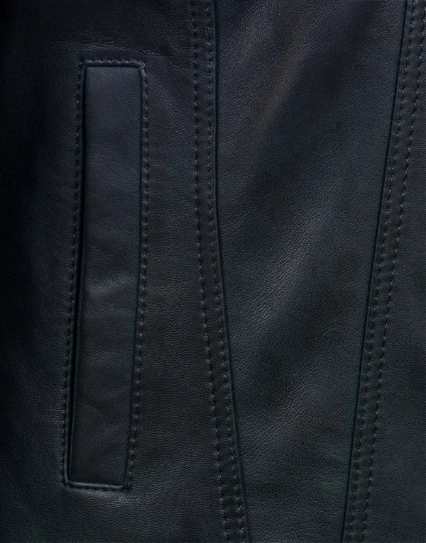 Black Denim Style Tilly Leather Jacket for women for female