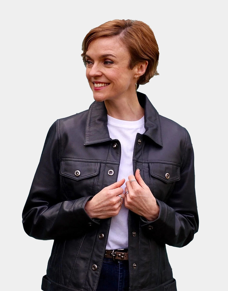 Black Denim Style Tilly Leather Jacket