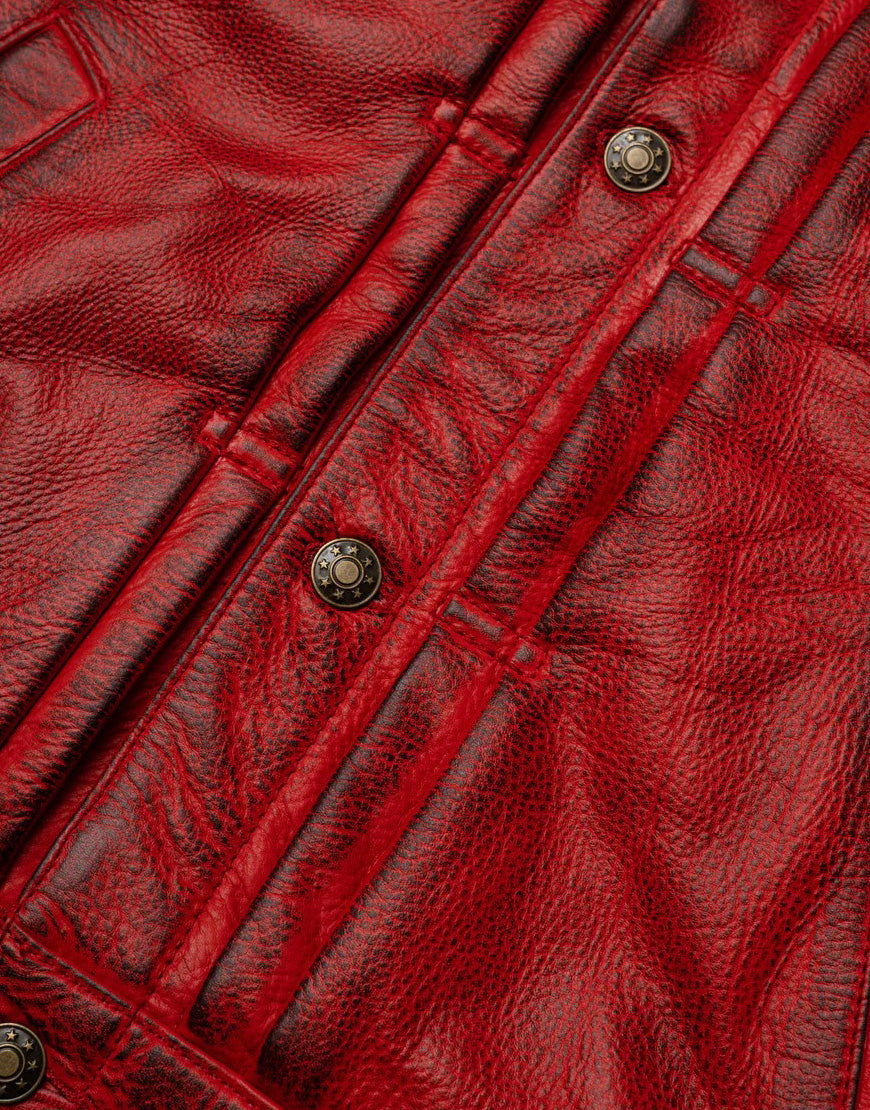 cardinal red motorcycle jacket for men