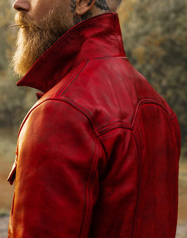 cardinal red leather jacket for men