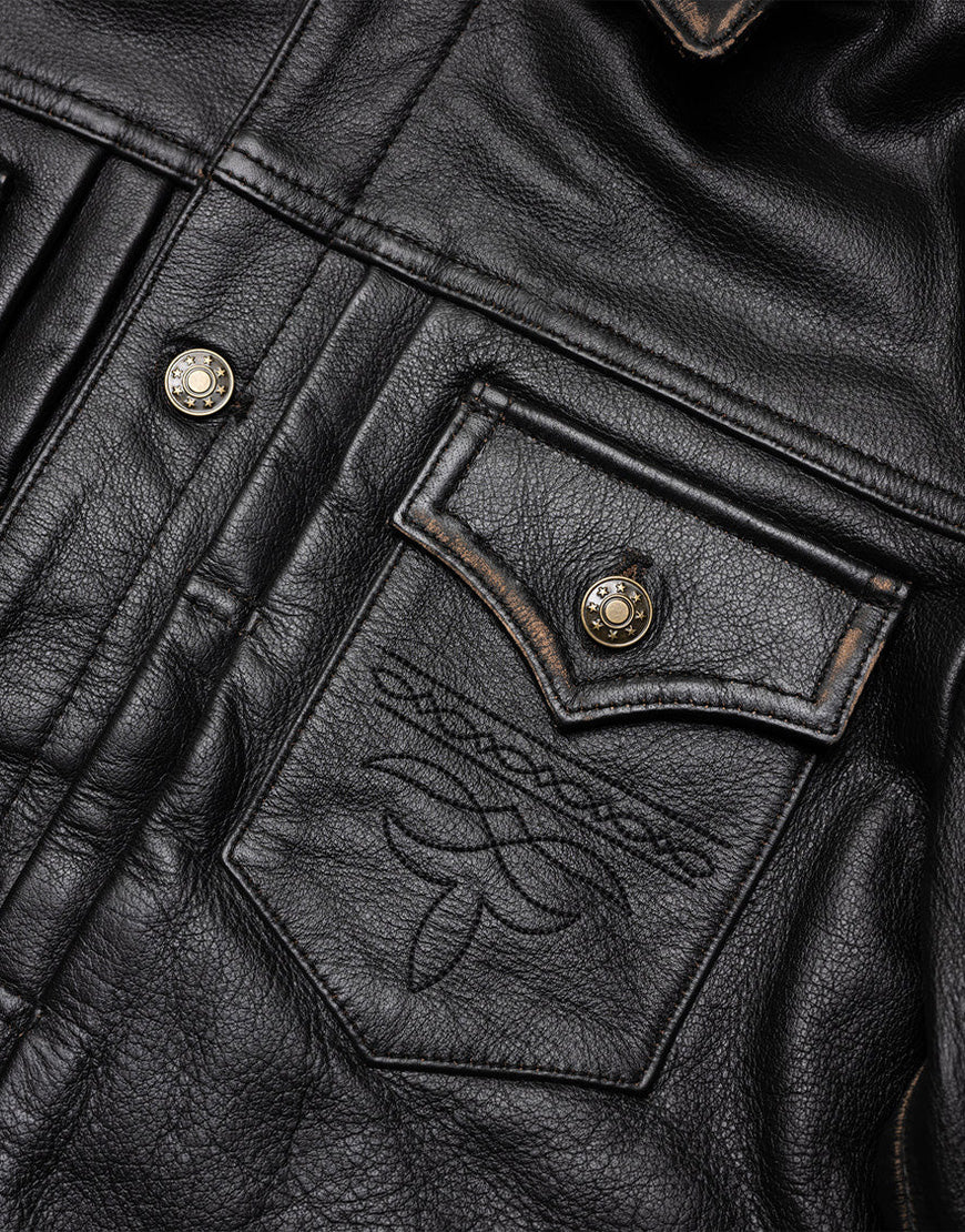 rugged Black biker jacket for men