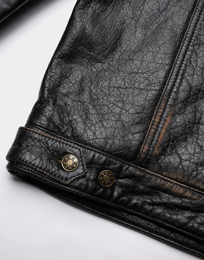 rugged Black biker jacket for men