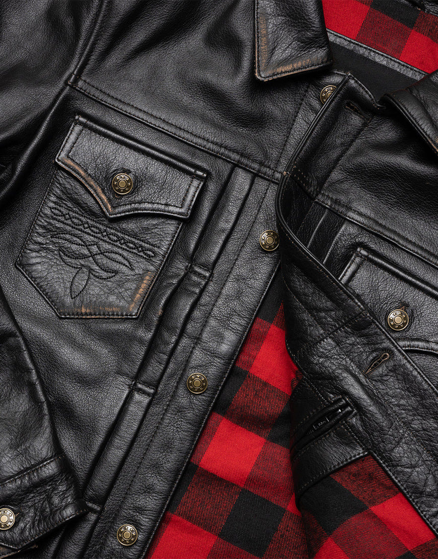 rugged Black biker jacket for men