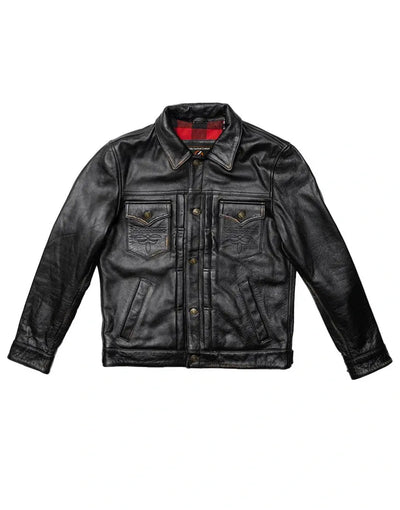 Gloss Leather Convoy Jacket – Rugged Black Leather Jacket