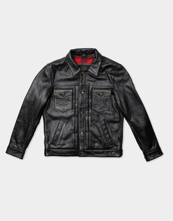 rugged Black biker jacket for men