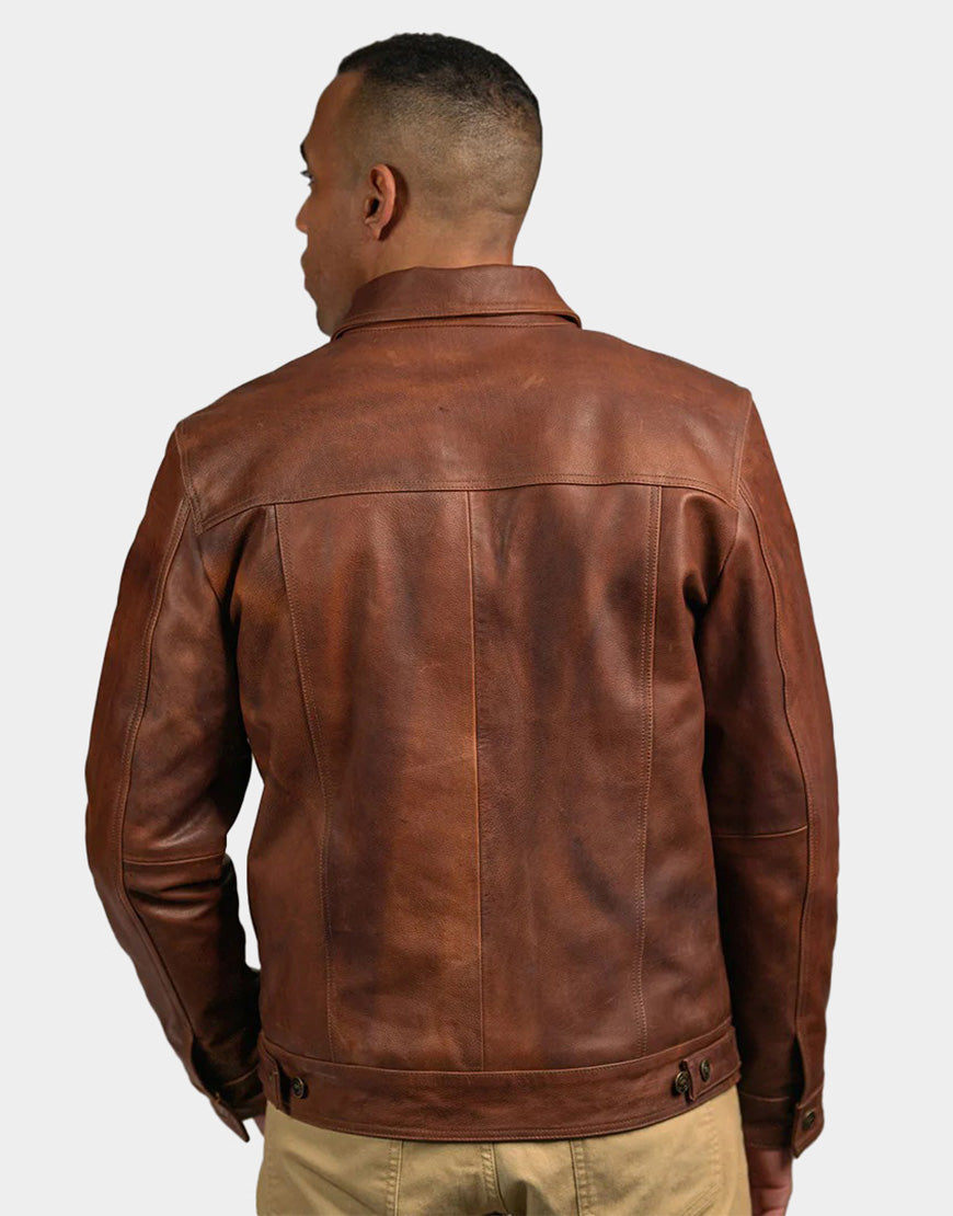 Driggs leather rust brown jacket for men