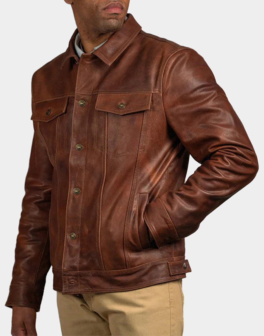 Driggs brown biker jackets for men