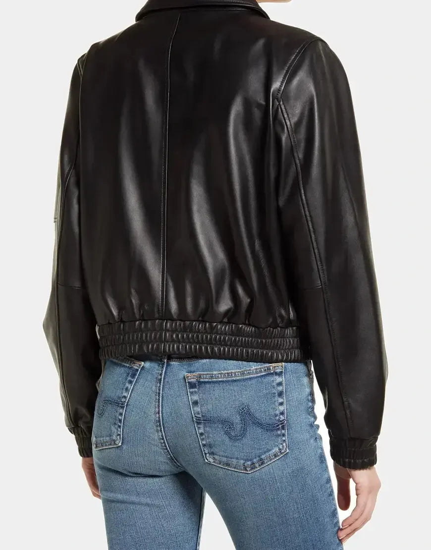 women black Leather Jacket