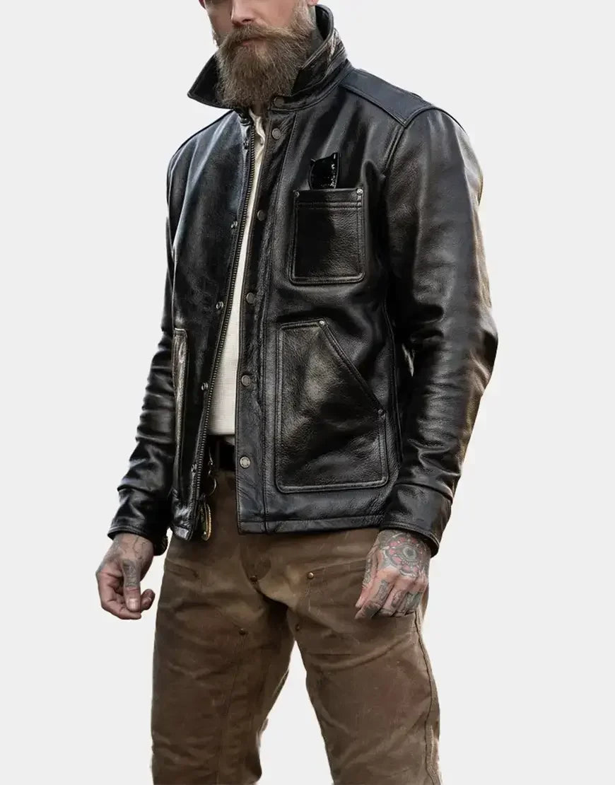 Men Vanguard Leather Jacket by Gloss Leather