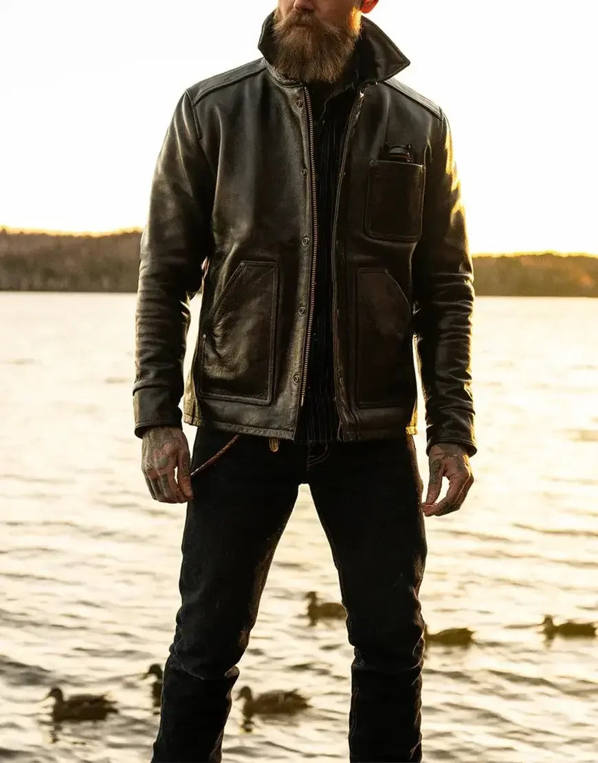 Men Vanguard Leather Jacket by Gloss Leather