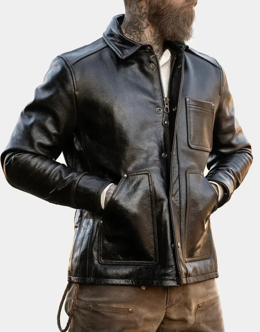 Men Vanguard Leather Jacket by Gloss Leather