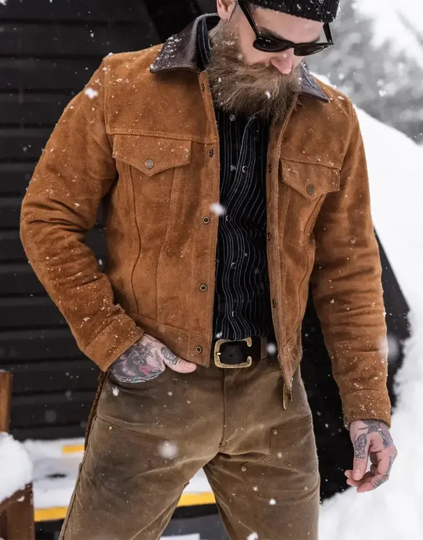 Full-Grain Brown Cowhide Leather Jacket