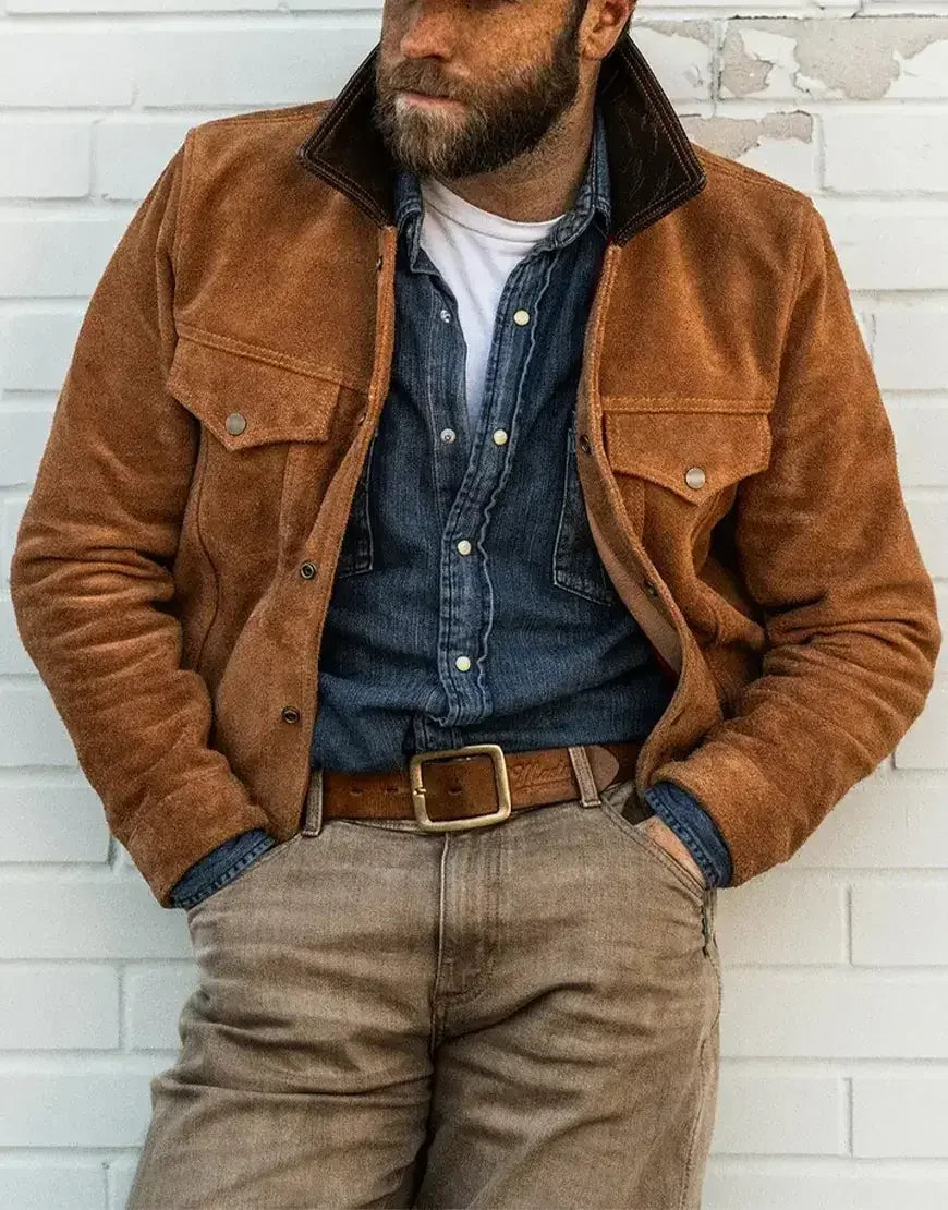Full-Grain Brown Cowhide Leather Jacket