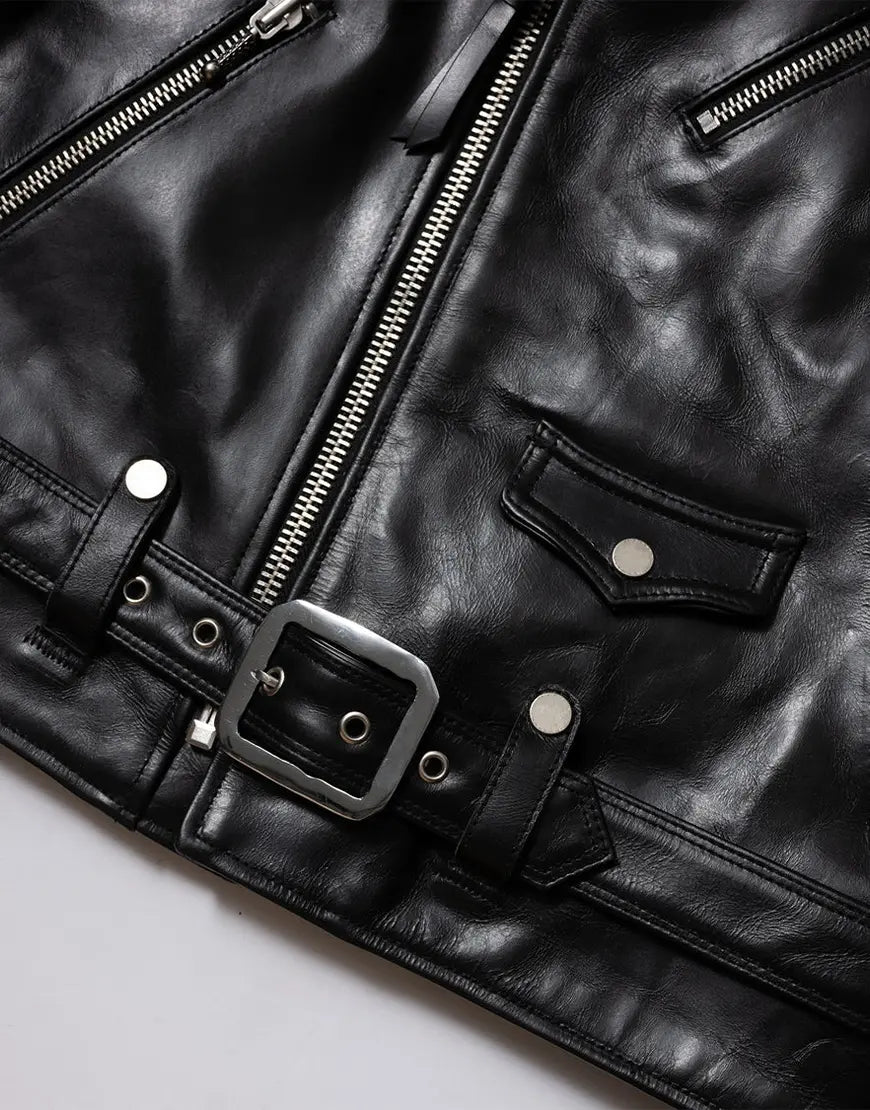 The Tombstone Men’s Black Leather Biker Jacket