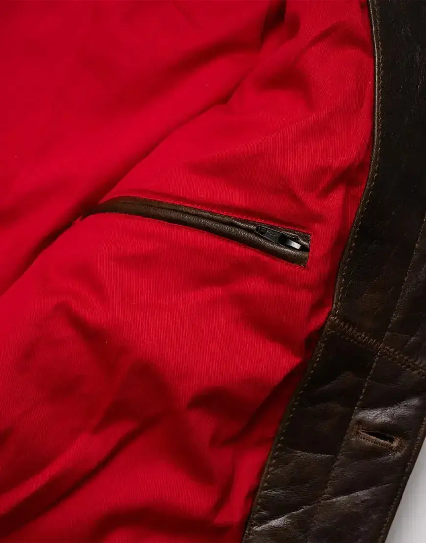 Men’s Brown Leather Trucker Jacket The Convoy Rust