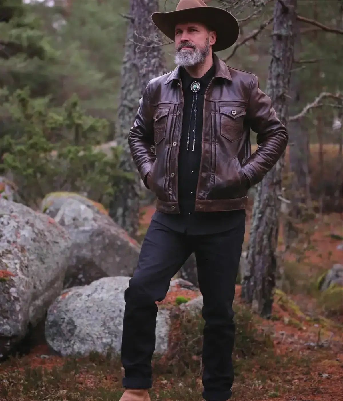 Men’s Brown Leather Trucker Jacket The Convoy Rust