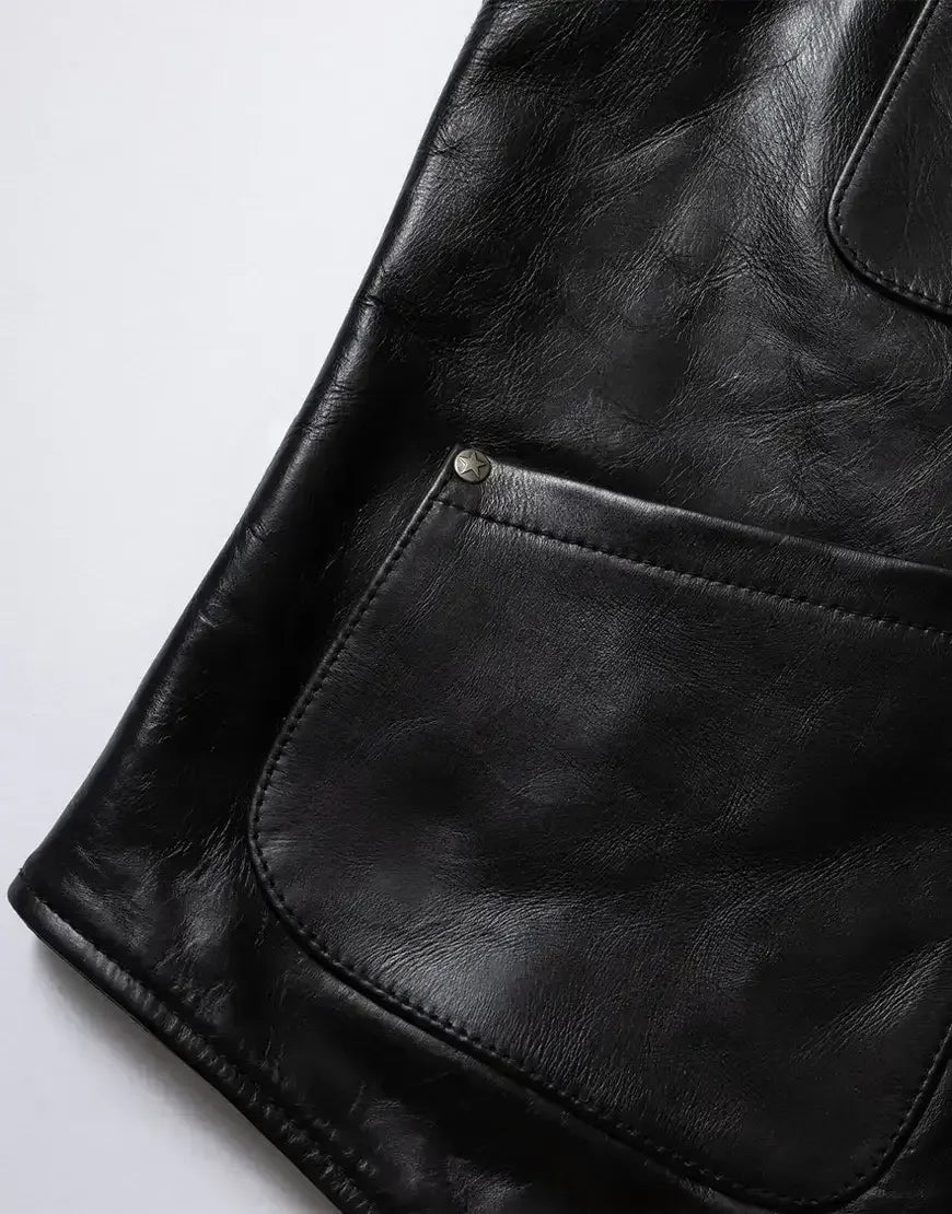 Men Black Leather Vest