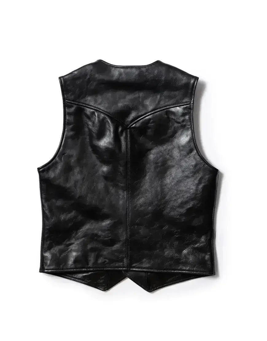 Men Black Leather Vest
