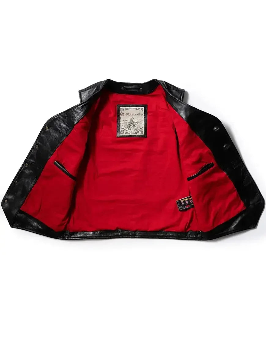 Men Black Leather Vest