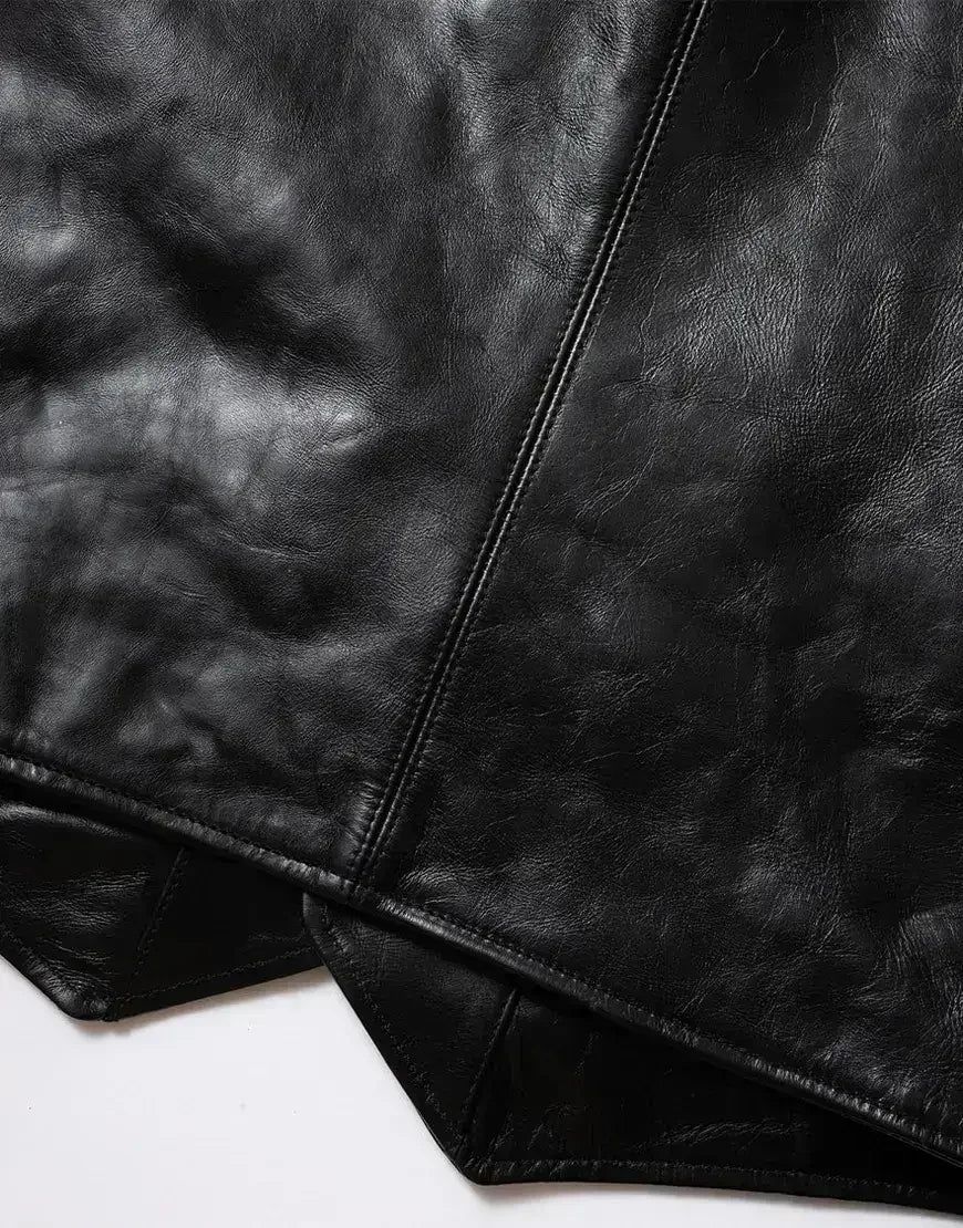 Men Black Leather Vest