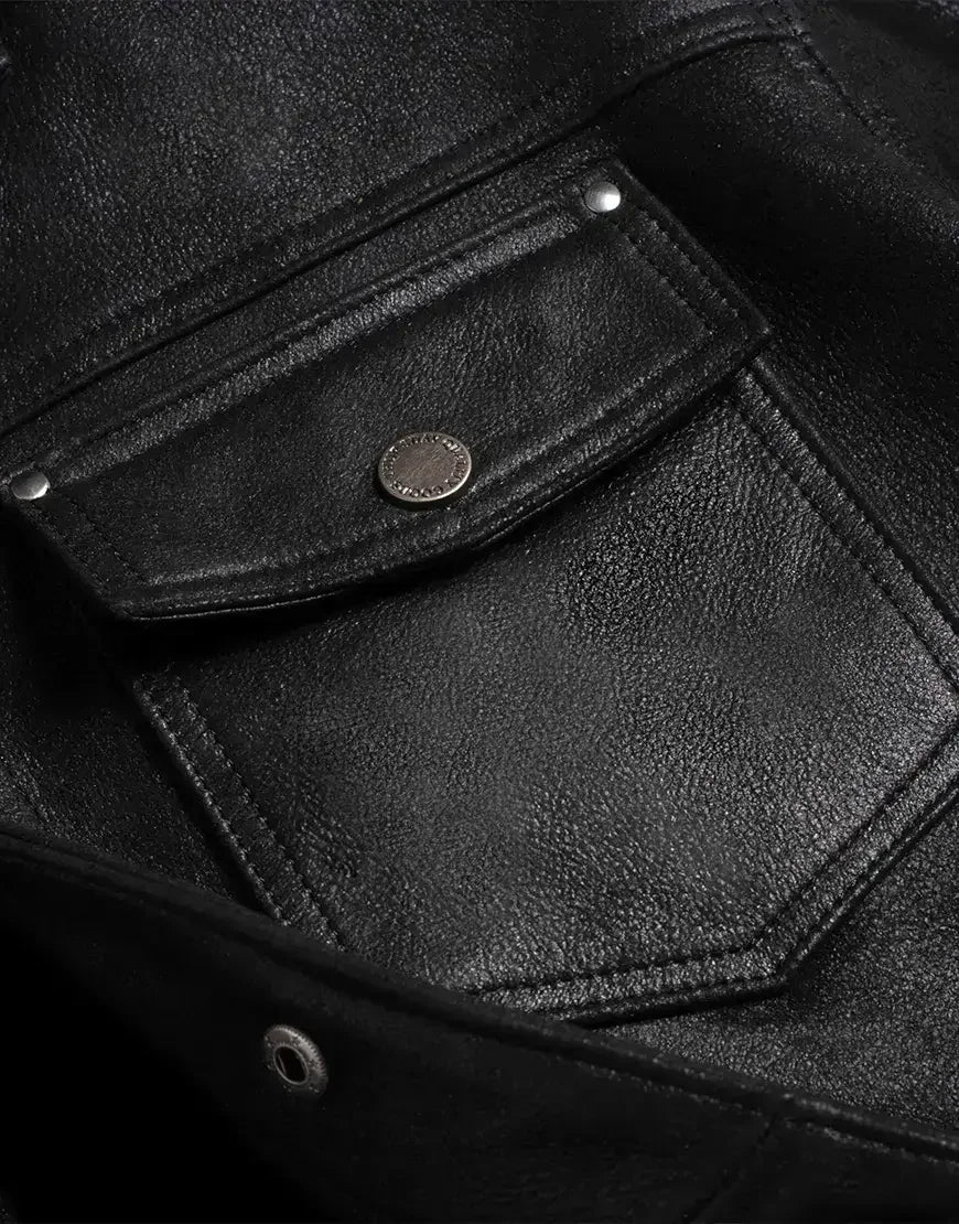 Black Roughout Lambskin Leather Jacket