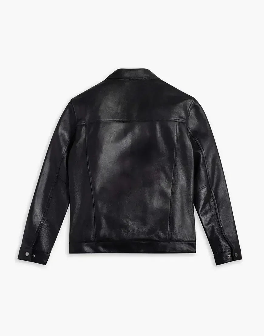 Black Roughout Lambskin Leather Jacket
