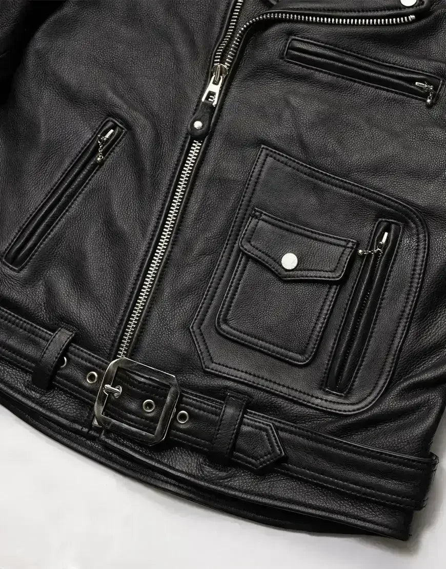 Nova Double Rider Black Leather Jacket