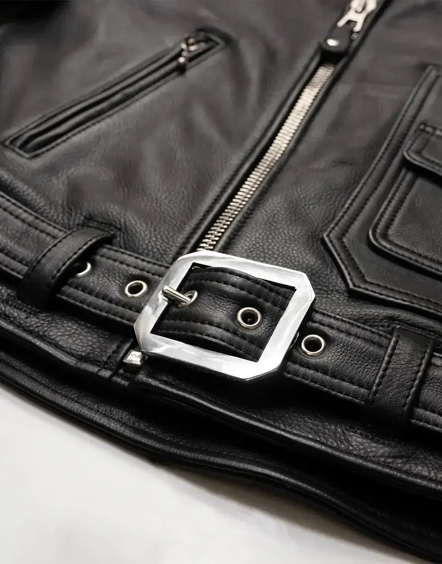 Nova Double Rider Black Leather Jacket