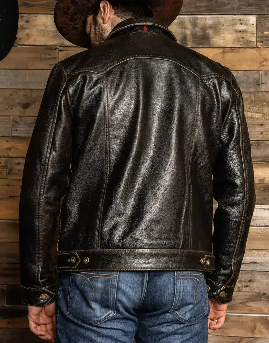 Gloss Leather Convoy Jacket – Rugged Coffee Leather Jacket
