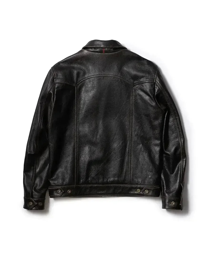 Gloss Leather Convoy Jacket – Rugged Coffee Leather Jacket