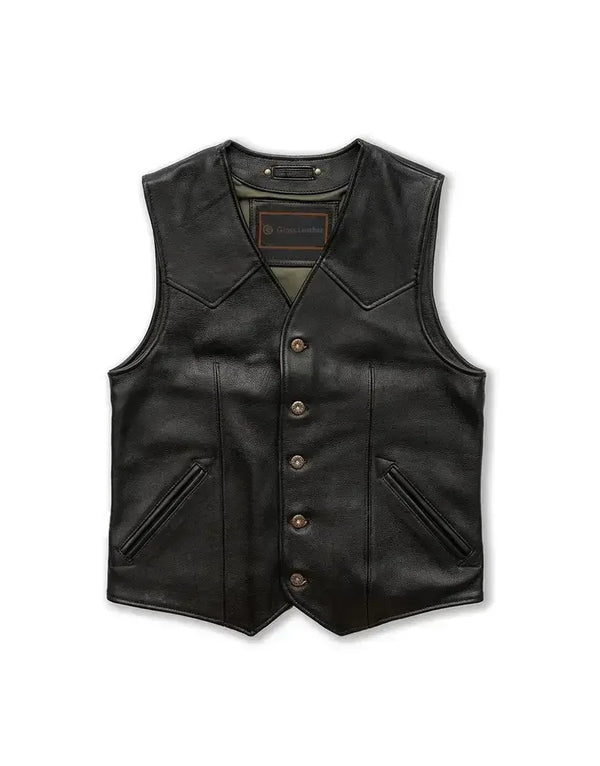 Best Leather Motorcycle Vest for Men - Gloss Leather