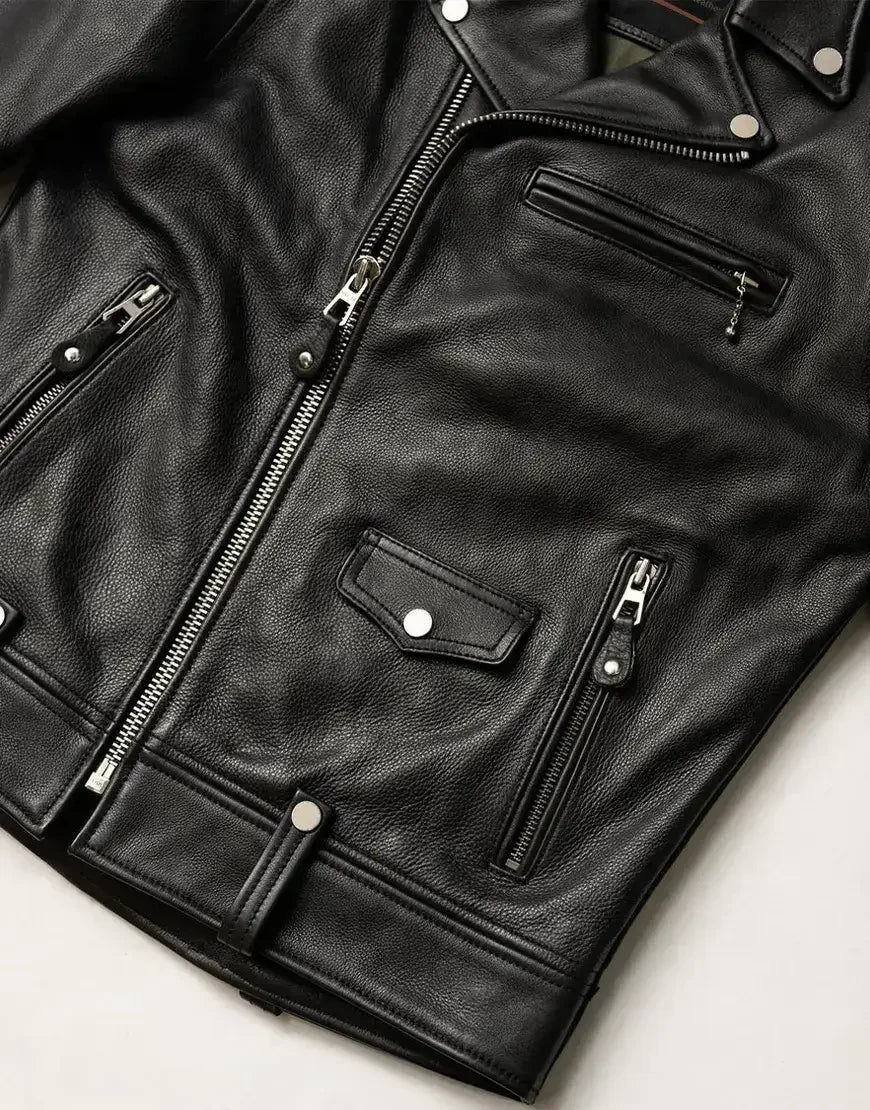 Widowmaker Black Motorbike Leather Jacket for Men